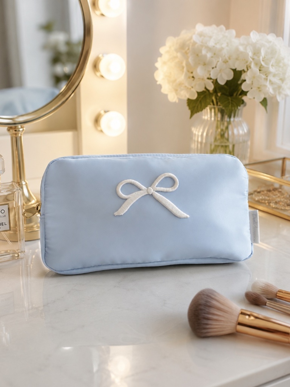 Blue Bow Cosmetics Bag